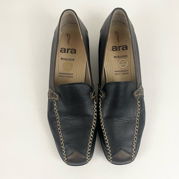 Leather Hand Stitched ARA MOCCASINS Made In Germany Driving Loafers Size 7.5 - Picture 16 of 16